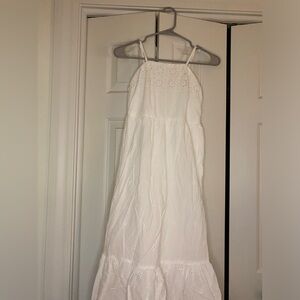 White Eyelet Spaghetti Strap Dress